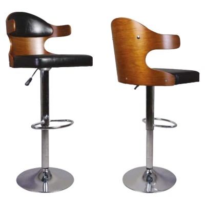 Bar Stool With wood Back Black 