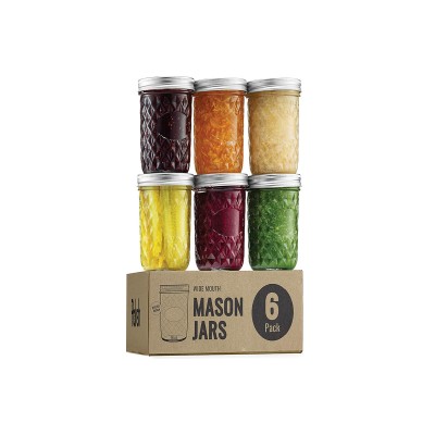 A La Cuisine -paksh Set/6 Embossed Mason Jars With Chalkboar