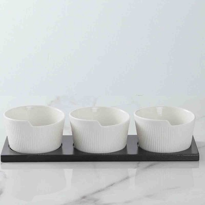 A La Cuisine - 4pcs 4" Snack Bowl With Black Mdf Base
