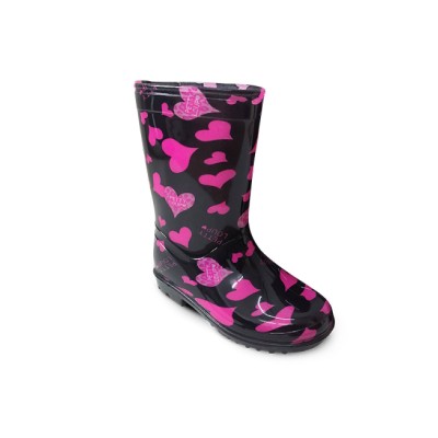 Bottes de pluie noires pour fille - Cœurs