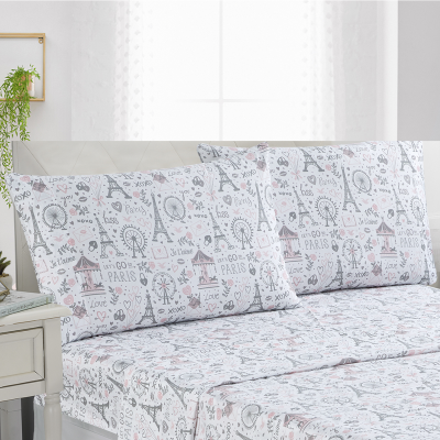 Microfiber- Champs Elysees- Pink Sheet Set