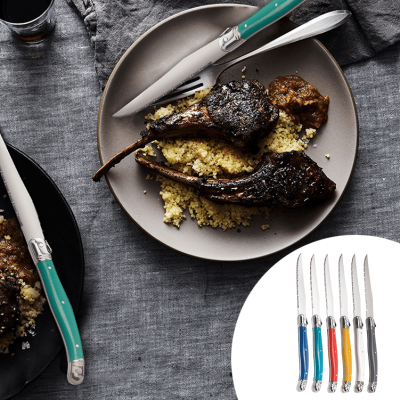 Couteaux à steak Laguiole | Manches de couleurs assorties | Ensemble de 6