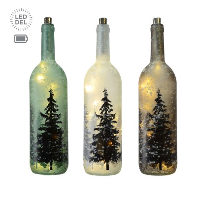 3 bouteilles de verre de 10 ", 14", décalque forestier