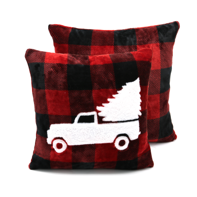 Sherpa Plaid velour cushion