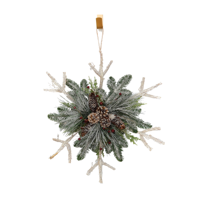 24in Glittered Pine Whitewash Wood Wreath
