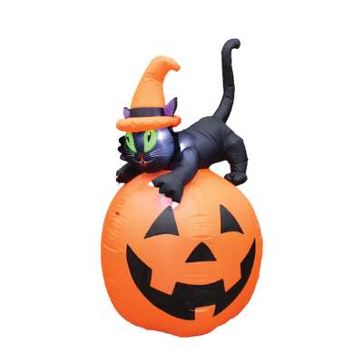 Inflatable Black Cat With Pumpkin 60in