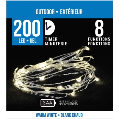 200 Micro guirlandes lumineuses d'intérieur et d'extérieur B/O chaudes