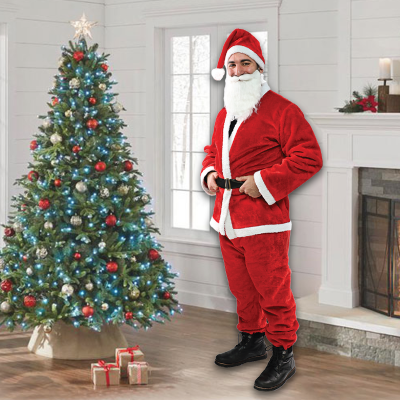 5pc Plush Santa Suit Set Red