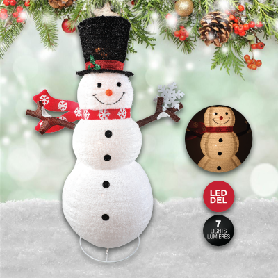 Snowman Pop Up Sculpture With Top Hat Scarf
