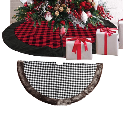 Fabric Tree Skirt With Fur Cuff 107cm