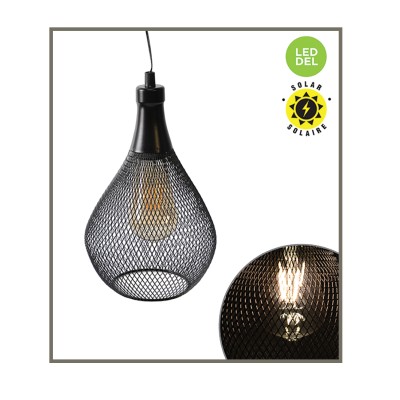 Lampe solaire suspendue en métal à DEL de 11 po avec ampoule Edison vintage
