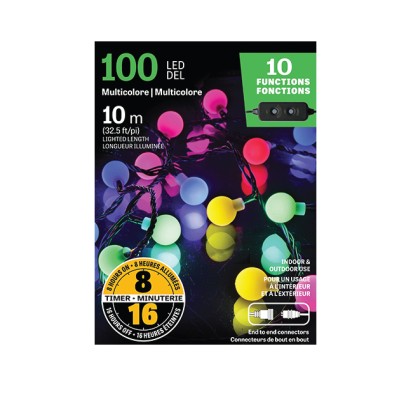 100 guirlandes lumineuses à DEL multifonctions globe givré G18 avec minuterie