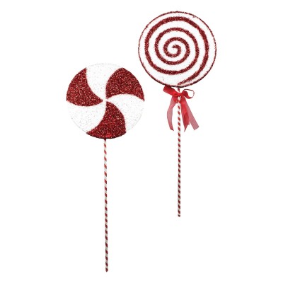 Tinsel Design Piquet Lollipop Rouge/Blanc 71Cm 2 Asst Design