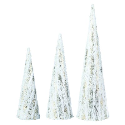 Lot de 3 cônes de fourrure blancs avec bandes dorées 38-45.75-61cm 