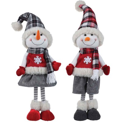  Tissu Bonhomme de neige debout Rouge/gris/blanc