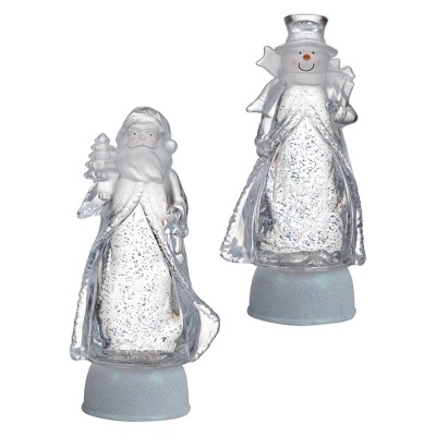 Globe aquatique Personnages lumineux B/o2 Assortis Bonhomme de neige Père Noël