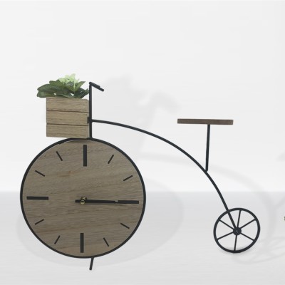 Clock Metal Bicycle With plant