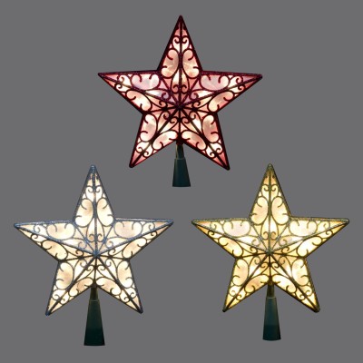 3 Asst. 10Lt 9" 3D Indoor Star Tree Top