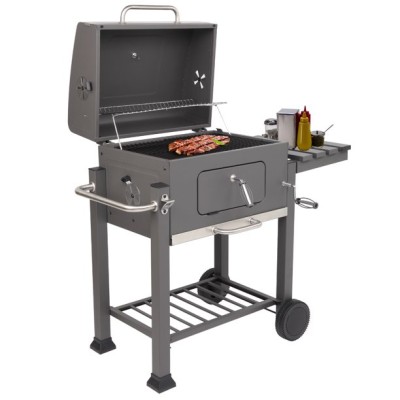 BBQ au charbon de bois portable avec étagère latérale pliable
