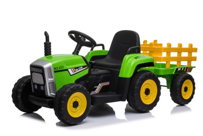 Porteur électrique tracteur avec remorque pour enfants (batterie rechargeable 12 V)