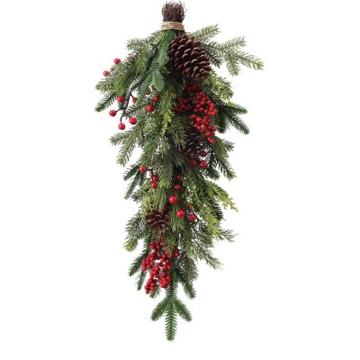 Perle de pin mixte de 71 cm avec pommes de pin et baies rouges