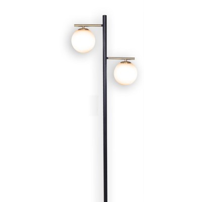 Lampadaire 2 têtes Maya noir et or