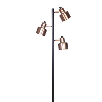 Lampadaire 3 têtes Emma noir et or