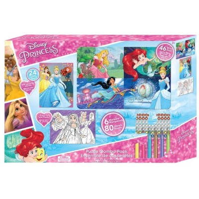 Disney Princess - Color your Floor Puzzle 3' x 2" Combo Set 6 Markers 80 Jewels
