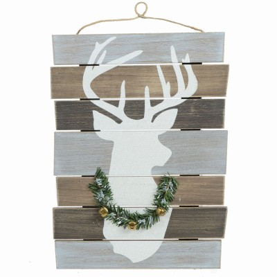 Plaque suspendue de cerf en bois de 14 "x 19"