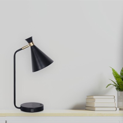Lampe de table USB noir et or