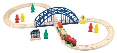 Ensemble de huit d'un train en bois