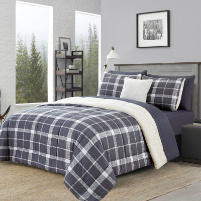 Greyson- Comforter Set Grey Plaid