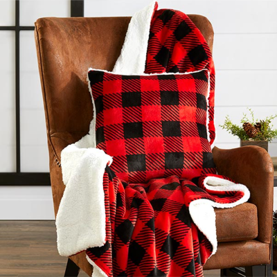 Alpine- Cushion 18x18 Red/black Velour