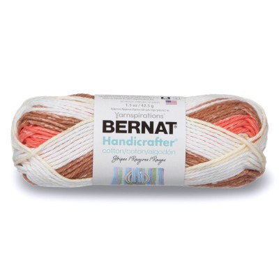Bernat Handicrafter Cotton Yarn Ber Handi Cotton Stripes Natural