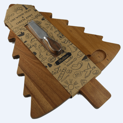 Planche à découper en bois d'acacia avec couteau à fromage