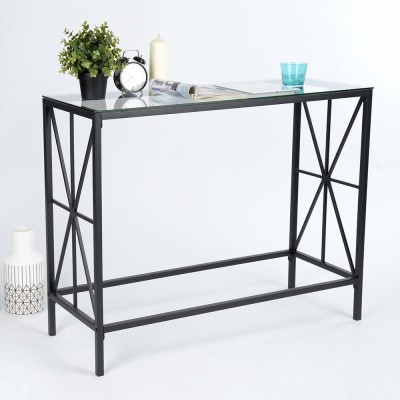 Navin - Table console en verre avec structure en métal
