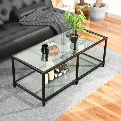 Justin - Table basse en verre avec structure en métal