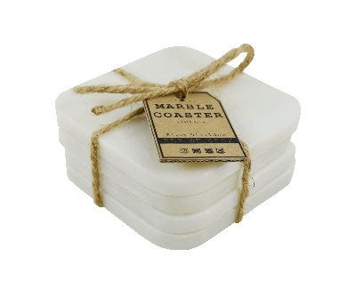 Ensemble de 4 sous-verres carrés en marbre