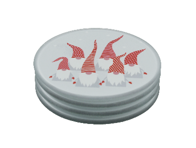 Ensemble de sous-verre 4pc - Motif lutins de Noël