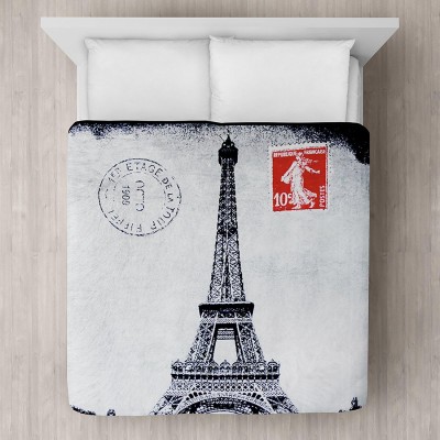 Eiffel Tower Printed Plush Mink Blanket 78x94