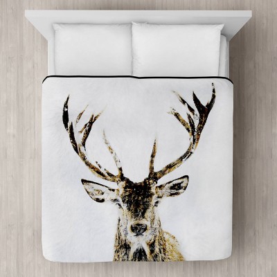 Deer Printed Plush Mink Blanket 78x94