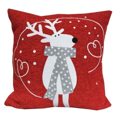 Coussin en jacquard chenille renne