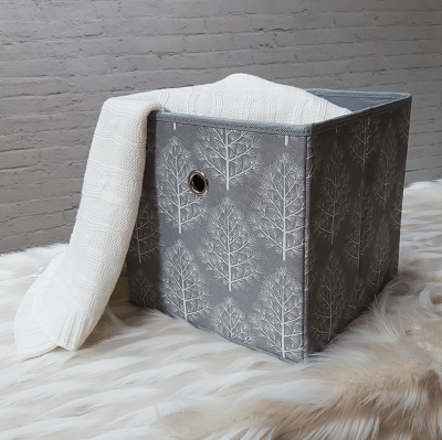 Boîte de rangement pliable avec arbre imprimé
