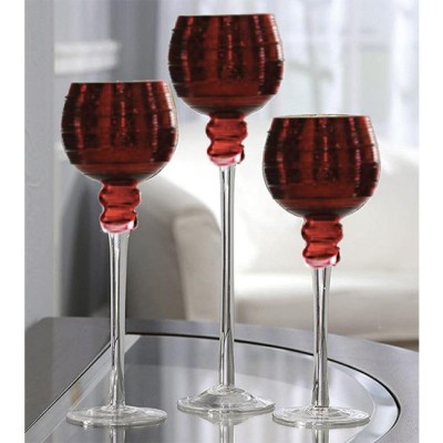 Ensemble de 3 bougeoirs en verre
