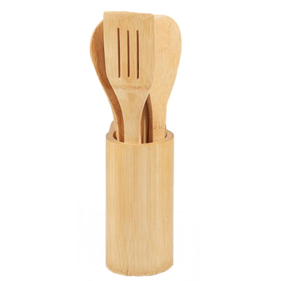 Ustensiles de cuisine en bambou 4 pièces avec support