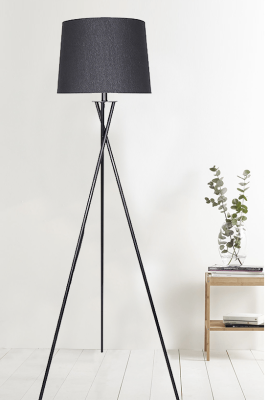 Lampe trépied en métal noire (ramassage en magasin seulement)