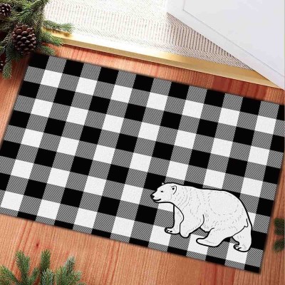 À La Cuisine - Tapis de porte en tissu écossais non tissé avec support en caoutchouc