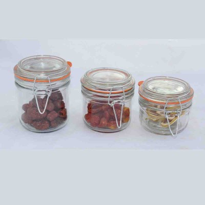 A LA CUISINE - set of 3 clear glass jars