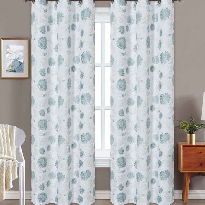 Abigail 2pk Panneau Grommet 42x84 Green Flora Faux Linen