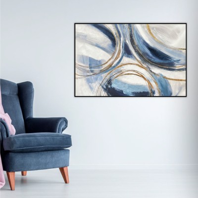 Abstract Blue White Gold Ring S22-75x115 Printed Canvas In Fra